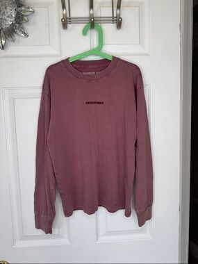 Abercrombie Boy Vintage Wash Long Sleeve Tee - Dusty Mauve Sz 11/12 Relaxed Fit